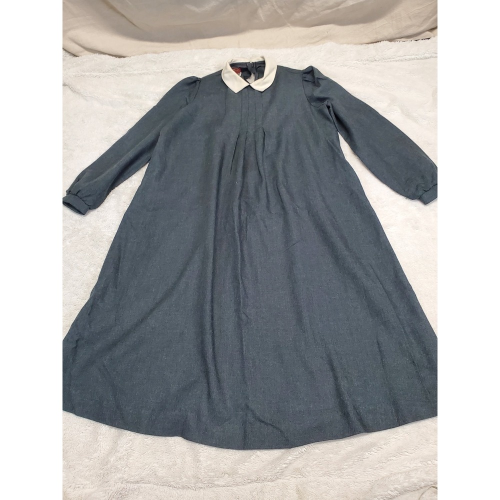 Vintage Gray Collared Maternity Dress 6 Maternal,‎ Modest, Mature Retro Classic